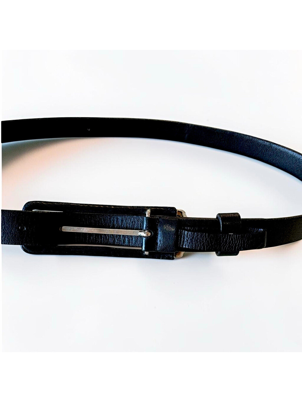 Prada Vintage Black Leather Wrapped-Buckle Belt US Small (26.5" to Center Hole) - Picture 4 of 5